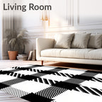 Black White Buffalo Plaid Squares Rug