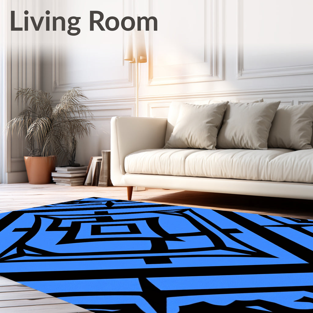 Bold Blue Echoing Diamond Rug