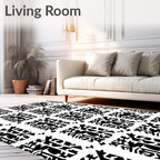 Monochrome Abstract Rectangular Grid Rug