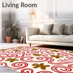 Brown Gingerbread Swirls Red Rug