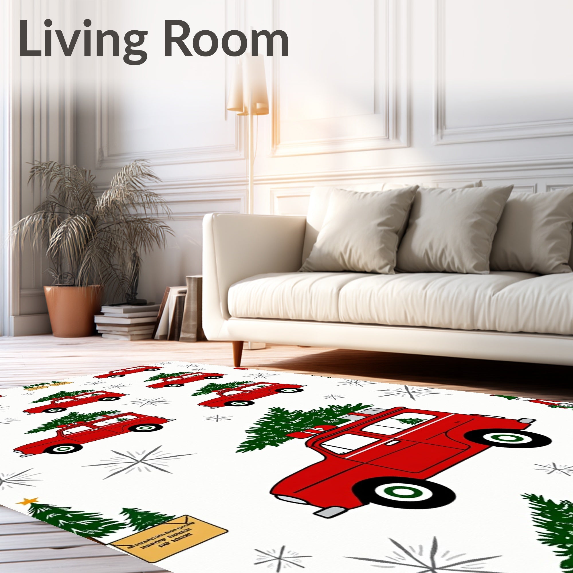Red Wagon Christmas Tree Delivery Rug