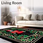Festive Red Nutcracker Holly Border Rug