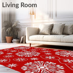 Crimson Snowflakes Medallion Arrangement Rug