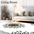 Black Gold Sunburst Medallion Rug