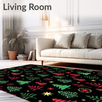 Holiday Evergreen Collection Red Green Stars Rug