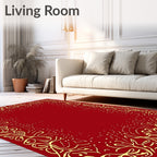 Crimson Gold Ornate Border Rug
