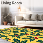 Festive Holly Berry Yellow Repeat Rug