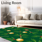 Holiday Pine Ornaments on Green Rug