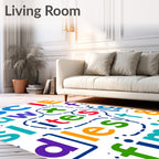 Vibrant Letter Collage Fun Rug