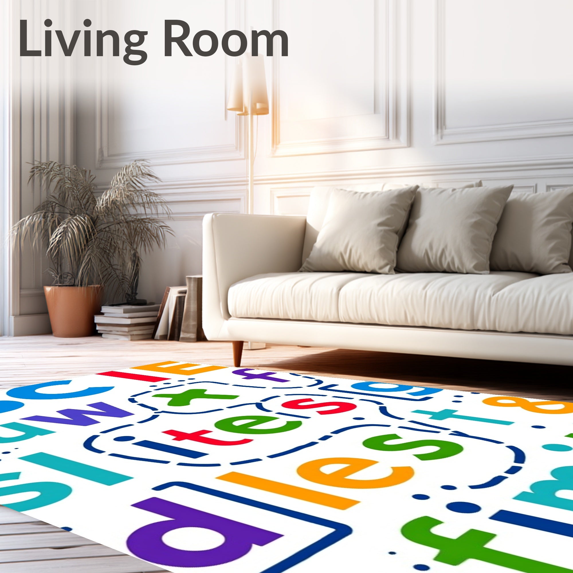 Vibrant Letter Collage Fun Rug