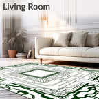 Dark Green Futuristic Circuit Board Rug