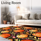 Orange Pumpkin Autumn Leaves Rug
