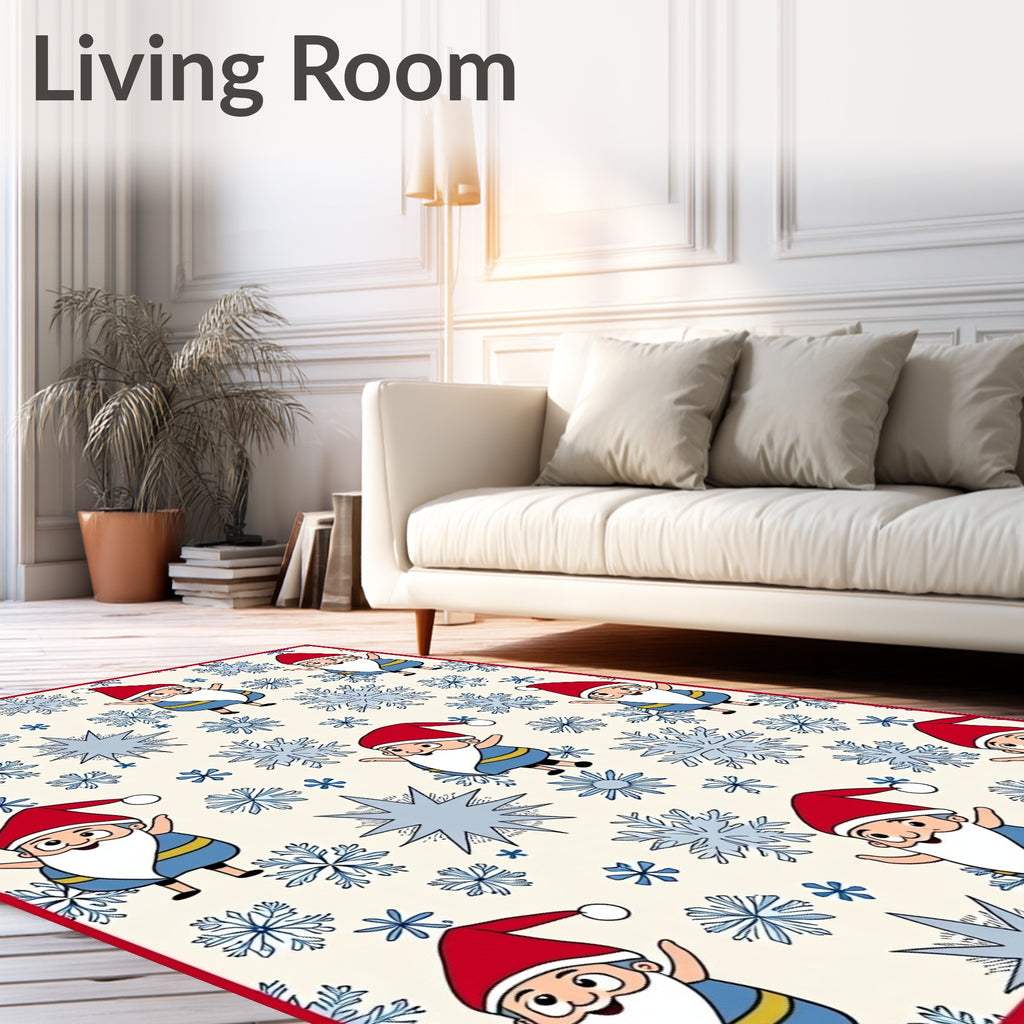 Festive Santa Snowflakes Holiday Repeating Rug