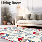 Festive Santa Snowflakes Holiday Repeating Rug