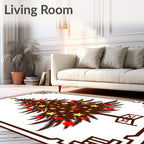 Brown Christmas Tree with Red Ornaments Rug