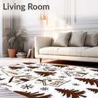 Cozy Winter Village Snowflakes Trees Rug