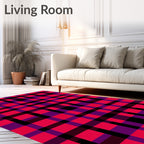 Vibrant Red Purple Plaid Checkered Rug