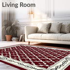 Crimson Cream Interlocking Diamond Frame Rug