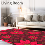 Crimson Red Floral Medallion Background Rug