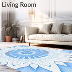 Pale Blue Floral Sunburst Rug