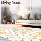Subtle Hexagon Cream Yellow Mint Rug
