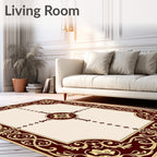 Rich Burgundy Golden Floral Medallion Rug