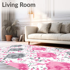 Pink Gray Abstract Splatter Cloud Rug