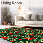 Vibrant Red Floral Garden Motif Rug
