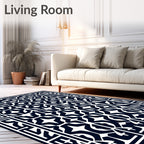 Navy White Geometric Anchor Medallion Rug