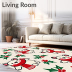 Festive Polar Bears Holly Red Scarf Rug