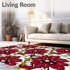 Rich Red Floral Vine Meadow Rug