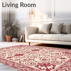 Crimson Scrollwork Floral Medallion Rug