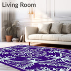 Majestic Purple White Mandala Flourish Rug