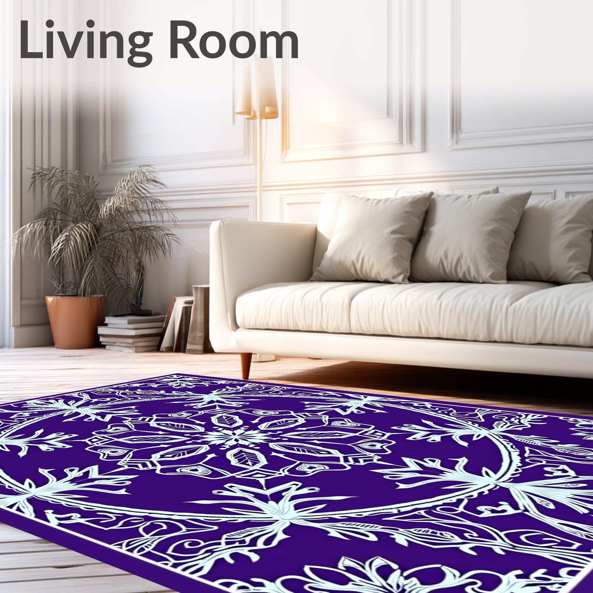 Majestic Purple White Mandala Flourish Rug