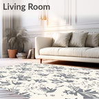 Charcoal Floral Sketch Garden Rug