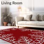 Crimson Floral Scroll Vine Rug