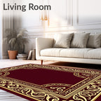 Regal Gold Floral Border Emblem Rug