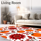 Autumn Pumpkin Floral Leaf Medley Rug