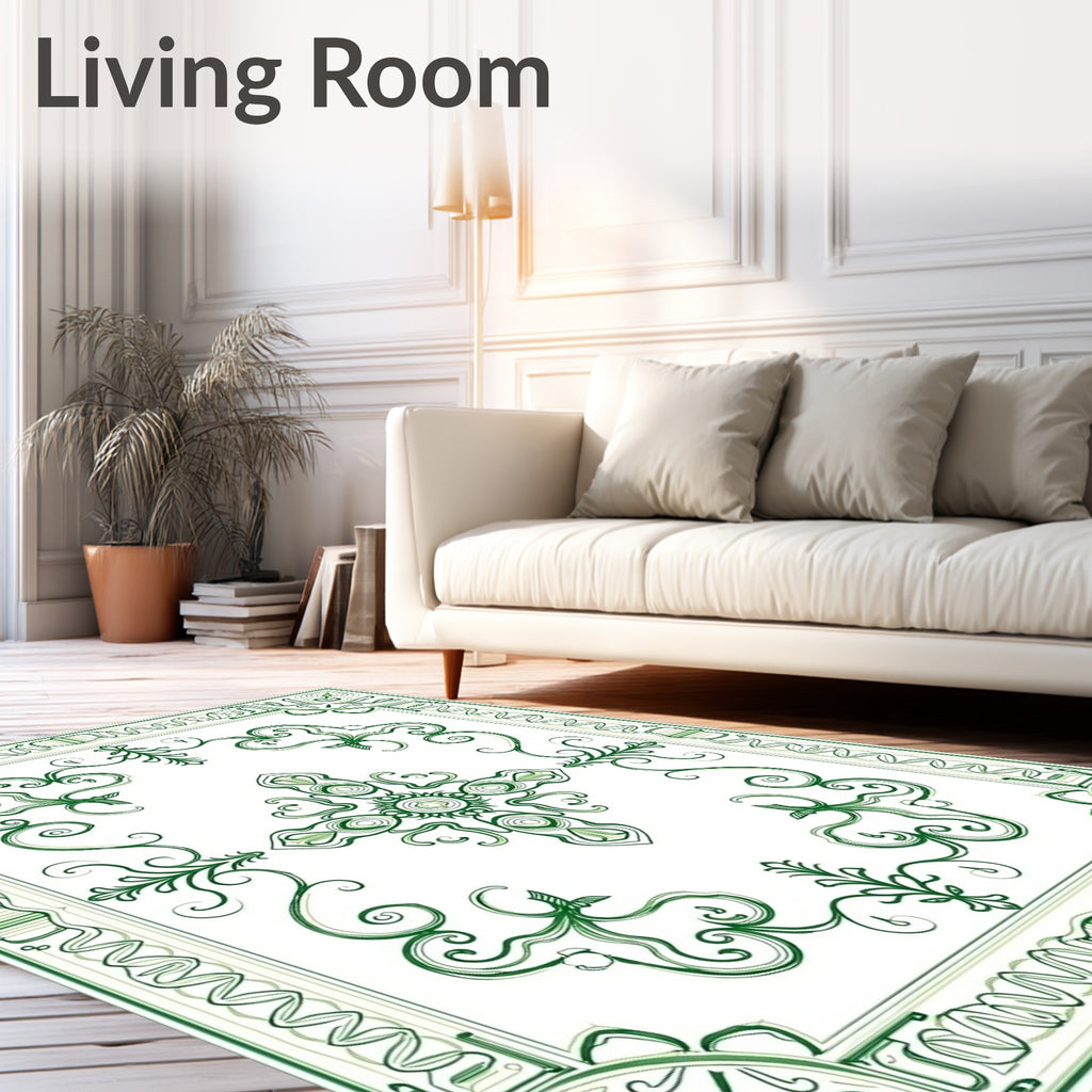 Emerald Green Floral Medallion Rug