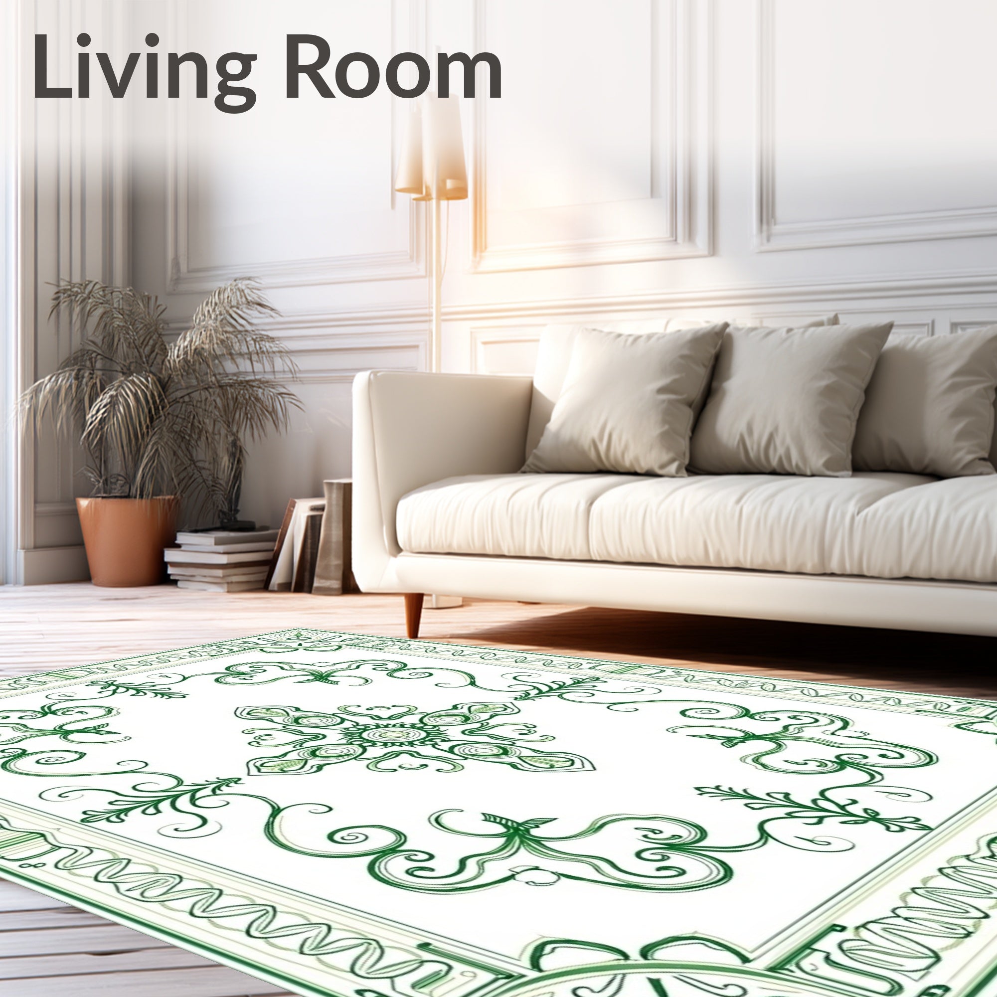 Emerald Green Floral Medallion Rug