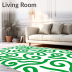 Bright Green Swirl Calligraphy Whimsical Rug