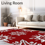 Crimson Snowflake Intricate Paper Cut Rug