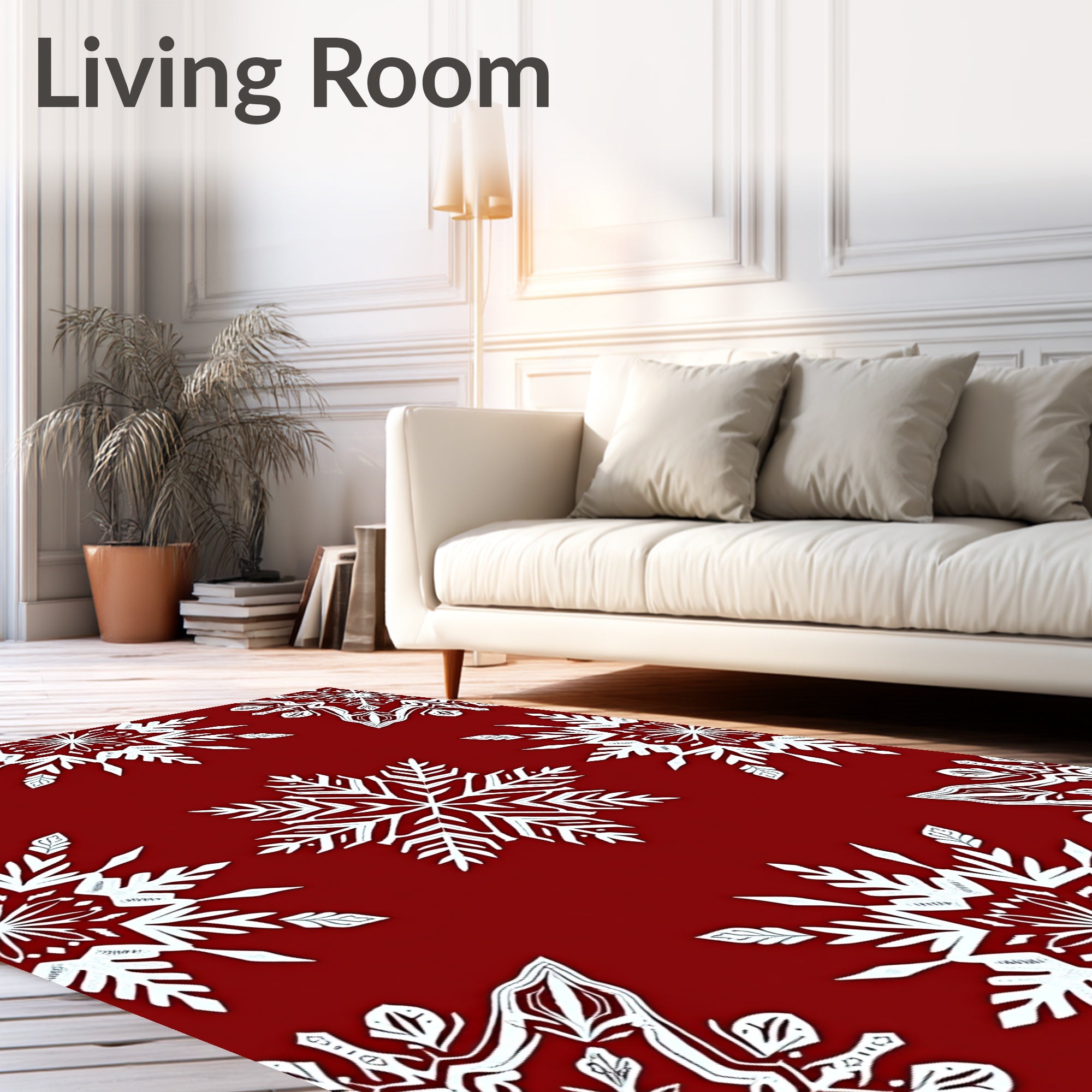Crimson Snowflake Intricate Paper Cut Rug