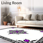 Ornate Purple Black Medallion Border Rug