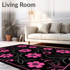 Vibrant Pink Floral Scrollwork Garden Rug