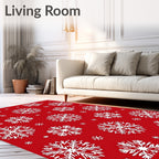 Crimson Snowflake Cluster Pattern Rug