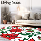 Vibrant Red Green Floral Bloom Rug