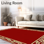 Crimson Red Floral Border Rug