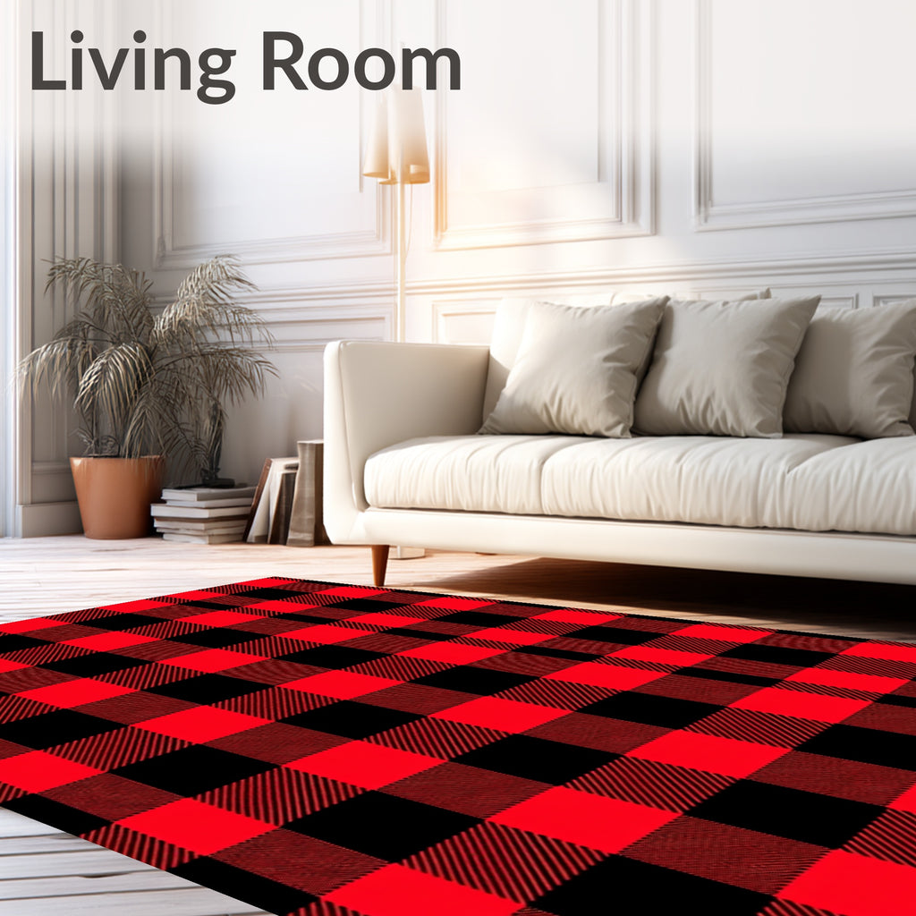Bold Red Black Buffalo Check Rug