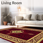 Crimson Gold Ornate Floral Medallion Rug